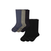 Men's Merino Wool Blend Everyday Compression Knee High Sock 6-Pack (15-20mmHg)