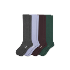 Men's Ribbed Dress Over the Calf Sock 4-Pack