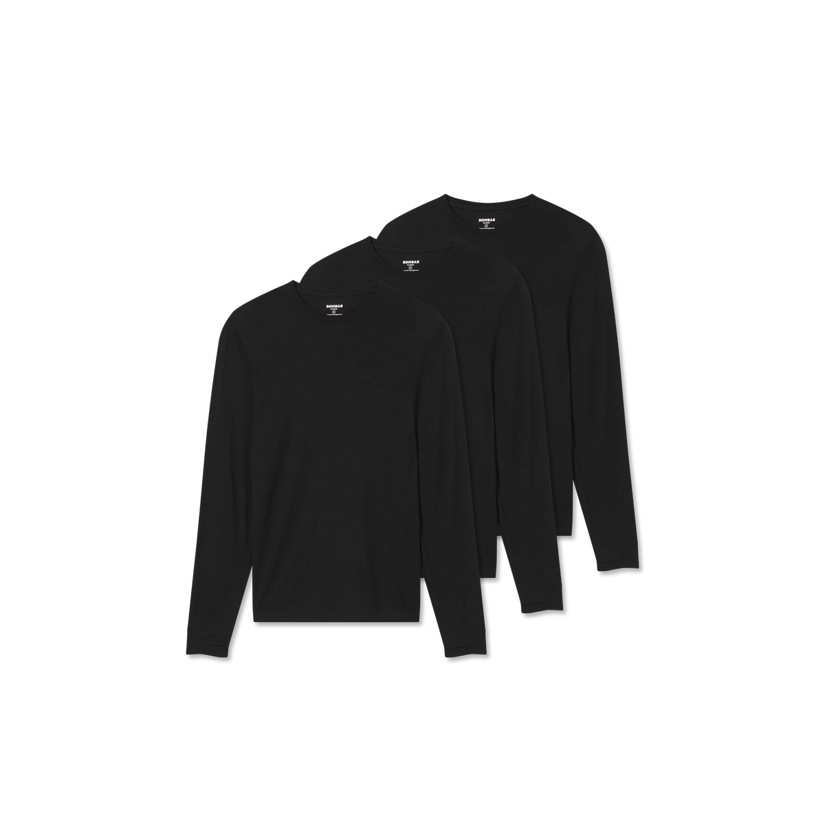 Men's Merino Wool Blend Crew Neck Long Sleeve T-Shirt 3-Pack