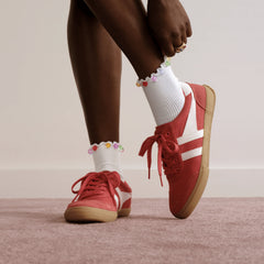 Bombas x Susan Alexandra Embellished Ruffle Rib Quarter Socks
