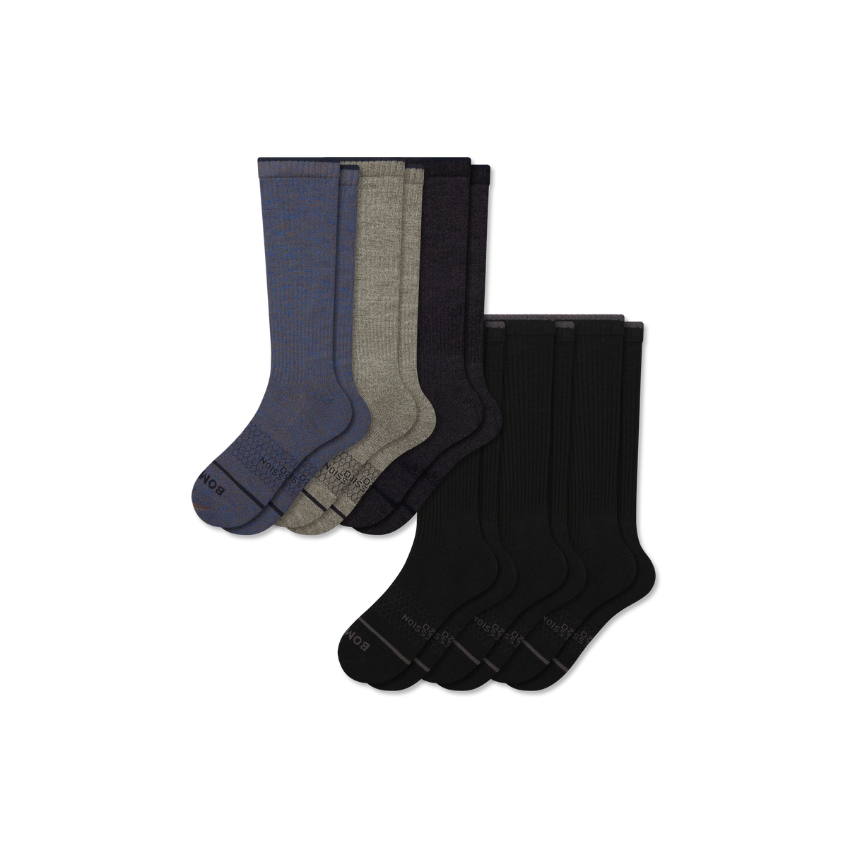 Men's Merino Wool Blend Everyday Compression Knee High Sock 6-Pack (15-20mmHg)